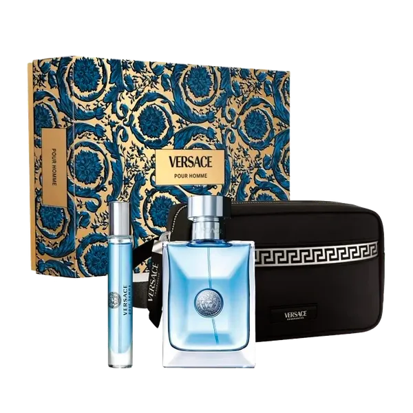Set de 3 Piezas para Caballero Versace Eau de Toilette 100ml + Eau de Toillete de Viaje 10ml + Neceser de Regalo